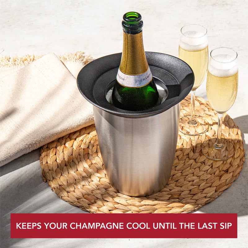 Vacu Vin Champagne Cooler â€“ Stainless Steel Active Bottle Chiller â€“ Includes Removable Cooling Sleeve â€“ Keeps Champagne Cold for Hours â€“ Stylish & Reusable Ice-Free Tabletop Cooler - Image 4